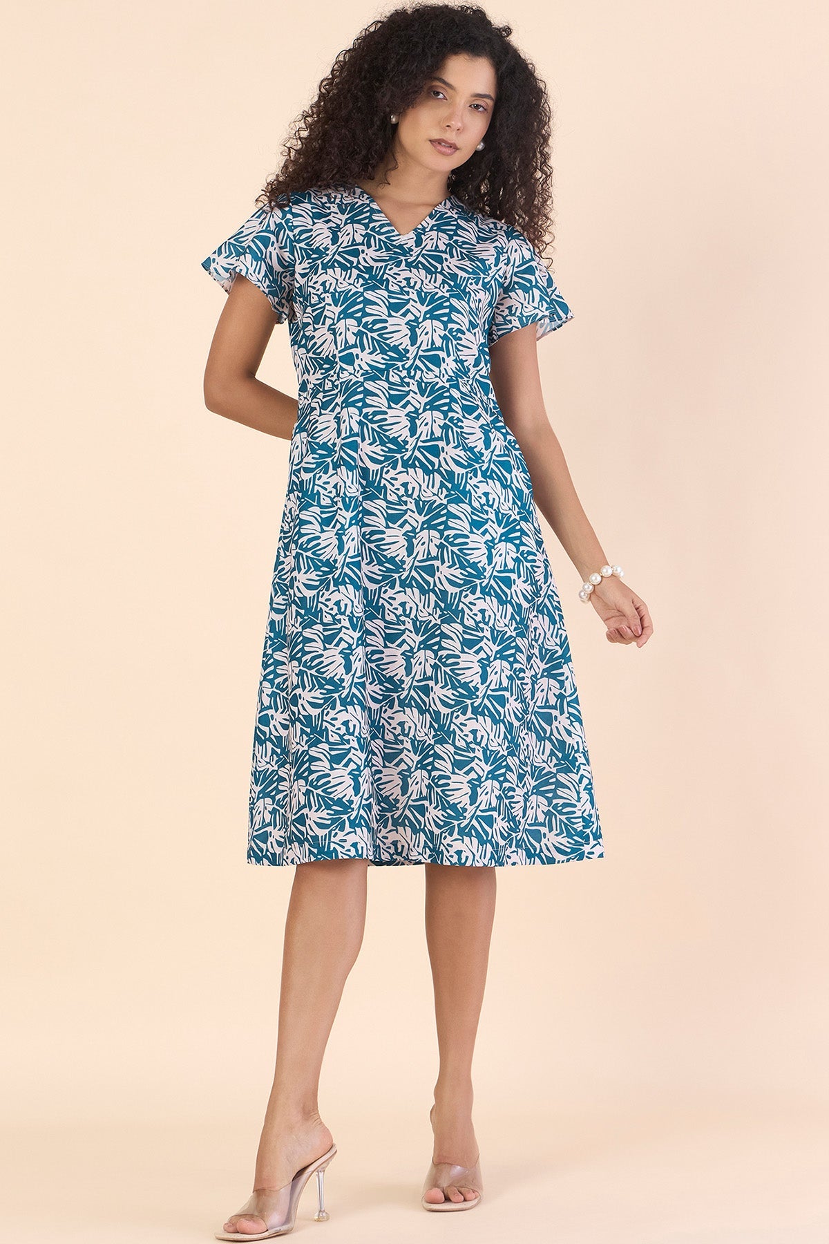 Buy Blue Floral Printed A-Line Dress by PowerSutra for women online at ScrollnShops